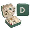 PATIKIL Travel Jewelry Case,D Initial Small Travel Jewelry Box Organizer Rings Earrings Storage Case Personalized Gifts for Women Girls Birthday Christmas Bridesmaid Gifts,Dark Green - style: D