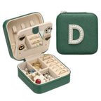 PATIKIL Travel Jewelry Case,D Initial Small Travel Jewelry Box Organizer Rings Earrings Storage Case Personalized Gifts for Women Girls Birthday Christmas Bridesmaid Gifts,Dark Green - style: D
