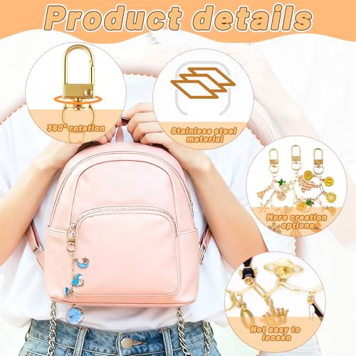 Wurosi 50 Set Paperclip Keychain Making Kit, Bag Charm Kit, 50 Keychain Clips, 50 Extender Chain, 50 Resealable Pouch Bag, 50 Thank You Cards, 5M Hemp Rope, Jewelry Making Kit for DIY Keyrings Charms - color: 50 Set Keychain Making Kit