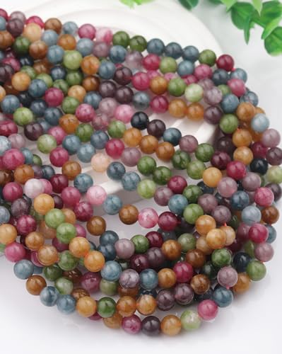 Natural Stone Beads 8mm Polished Round Smooth Gemstone Beads for Jewelry Making Supplies 15 Inch(45 Beads) (Blue Tourmaline) - color: Blue tourmaline-45pcs