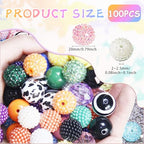 100 Pcs 20mm Beads for Pens Rhinestone Bubblegum Beads Mixed Crystal Acrylic Round Chunky Bead Sparkly Craft Large Balls Bead for Pen Beadable Keychain Bracelet Necklace DIY Jewelry Making Supplies - color: Rainbow