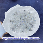 500pcs Crystal Glass Beads 4mm Faceted Rondelle Glass Spacer Beads with Hole for Bracelets Necklace Earring DIY Jewelry Making Craft(White Series) - color: White Series, size: 4mm