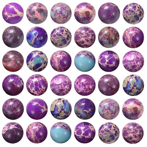 100pcs Natural Stone Beads 8mm Purple Imperial Jasper Round Genuine Real Stone Beading Loose Gemstone Hole Size 1mm DIY Charm Smooth Beads for Bracelet Necklace Earring Jewelry Making Crafts - color: Purple Imperial Jasper