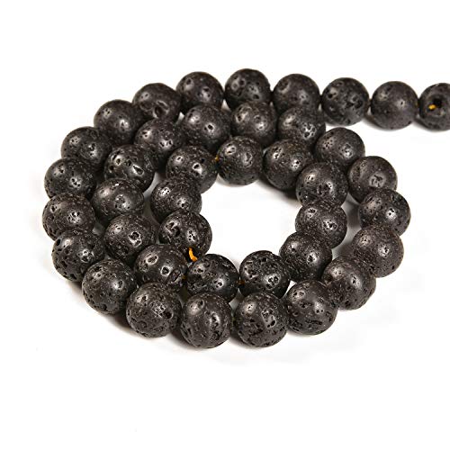 Natural Gemstone Round Spacer Loose Beads for Jewelry Making 15.5" 1 Strand 4mm 6mm 8mm 10mm (6mm 60Beads, Black Volcanic Lava) - color: Black Volcanic Lava, size: 6mm 60Beads