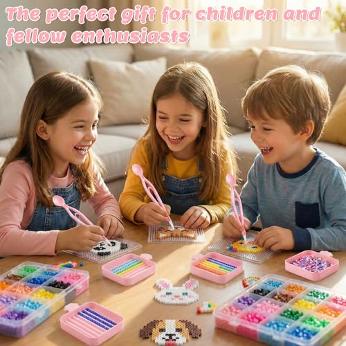Fuse Bead Tools Kit 4 PCS - 2.6mm Bead Aligner Tray & Single Needle Tweezer Set, Perler Beads Accessories for Sorting, Picking & DIY Craft, Bead Organizer Tools for Beginners