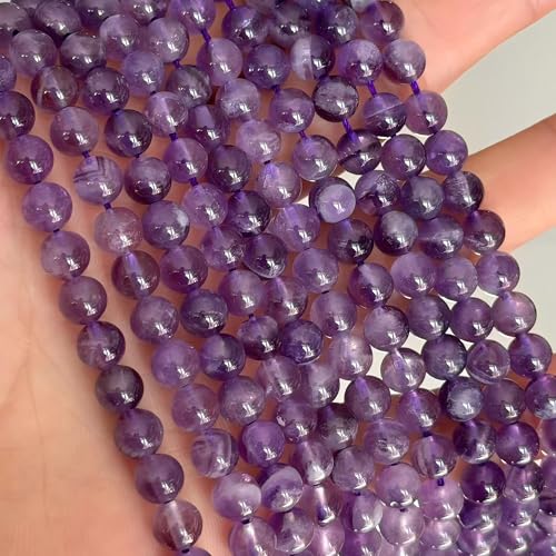 MJDCB Natural Dreamy Amethyst Beads Round Stone Beads DIY Loose Beads for Jewelry Making Beads 15" (6mm) - color: Dreamy Amethyst, size: 6mm