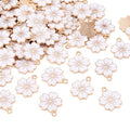 Beadthoven 100pcs Enamel Charms Cherry Blossom Daisy Flower Pendants Gold Plated Small Cute Bulk for Jewelry Making Bracelet Necklace Earrings Keychain DIY Accessories - color: Sakura Flower-White