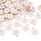 Beadthoven 100pcs Enamel Charms Cherry Blossom Daisy Flower Pendants Gold Plated Small Cute Bulk for Jewelry Making Bracelet Necklace Earrings Keychain DIY Accessories - color: Sakura Flower-White
