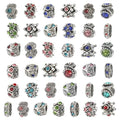 TOAOB 30pcs Assorted Rhinestone European Antique Silver Plating Silver Lampwork Charming Beads Inlaid Rhinestone Large Hole Spacer Beads Charms Supplies for Bracelet Necklace Jewelry Making