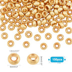 PH PandaHall 150pcs 18K Gold Spacer Beads, 5mm Flat Round Heishi Beads Rondelle Disc Bead Loose Bead Metal Spacers for Summer Stackable Necklace Bracelet Jewelry Making DIY Craft - size: 2mm