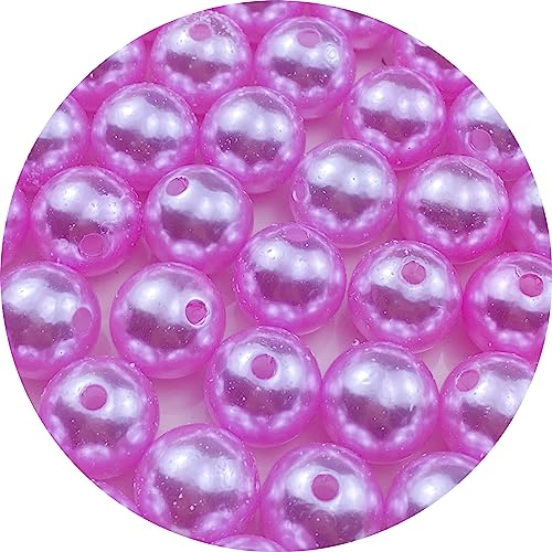 Pinhoollgo 50pcs Pearl Beads 16mm Round Pearl Beads with Hole for DIY Bracelet Necklace Jewelry Making Supplies Handmade Craft(Pink) - color: Pink, size: 16mm/50pcs