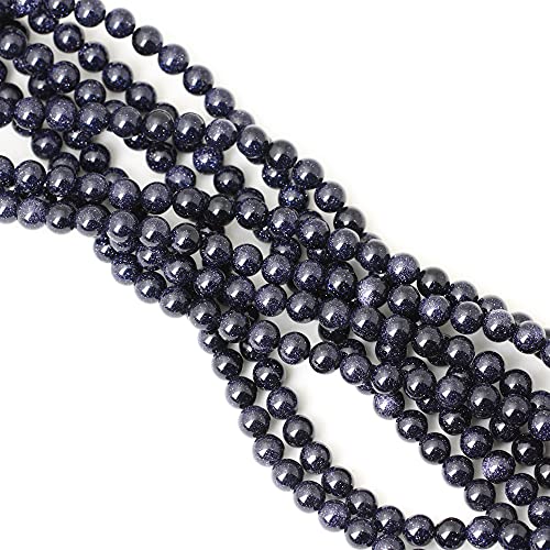45PCS 8mm Natural Blue Sandstone Gemstone Round Loose Beads Stone Beads for Jewelry Making DIY Findings 1 Strand 15" - color: Blue Sand Stone, size: 8mm