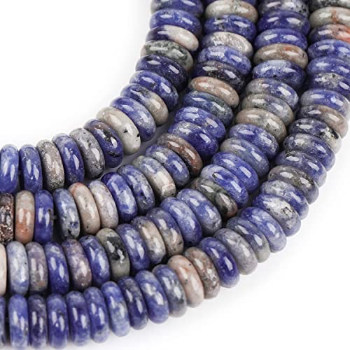 JOE FOREMAN 2x6mm Natural Blue Sodalite Jasper Stone Heishi Disc Rondelle Spacer Beads for Jewelry Making Full 15" Strand Energy Stone Healing Power Crystal - color: Blue Sodalite Jasper 2