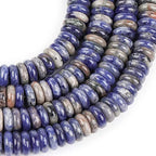 JOE FOREMAN 2x6mm Natural Blue Sodalite Jasper Stone Heishi Disc Rondelle Spacer Beads for Jewelry Making Full 15" Strand Energy Stone Healing Power Crystal - color: Blue Sodalite Jasper 2