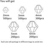 1700pcs Clear Bicone Crystal Beads 2mm 3mm 4mm 5mm 6mm Crystal Glass Bulk Faceted Beads for Necklace Bracelet Earrings DIY Jewelry Crafts Making Supplies - color: Clear, size: 2mm 3mm 4mm 5mm 6mm