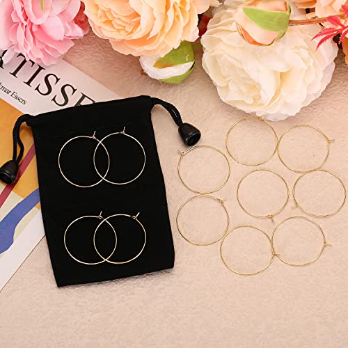 YAKRUNA 14k Genuine Gold Plated Wine Glass Charm Rings, 12PCS Earring Beading Hoops Hooks for Jewelry Making, Hypoallergenic Thin Ear Wires for DIY 30mm(1.2") - color: gold earring 5