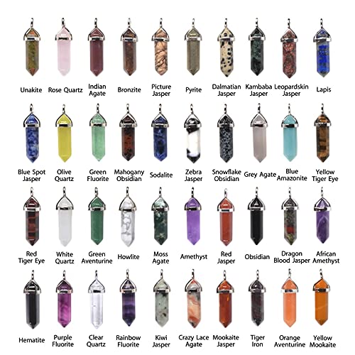 Justinstones Crystal Healing Hexagonal Point Chakra Reiki Pendant Beads Lot - color: 12pcs All Natural Mixed