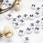 100Pcs Letter Beads - 4x7mm White Round Acrylic Alphabet Beads for Jewelry Making DIY Bracelets, Necklaces & Key Chains - color: M 100Pcs