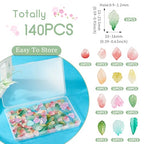 Glass Leaf Beads Crystal Glass Leaf Charms Transparent Leaves Pendants Tiny Green Leaf Bead Caps for Christmas Earring Bracelet Jewelry Making DIY Keychain Craft - color: Colorful-Spring