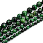 AD Beads Natural Tiger's Eye Gemstone Smooth Round Beads 7.5" Strand (6mm, Green) - color: Green, size: 6mm