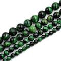 AD Beads Natural Tiger's Eye Gemstone Smooth Round Beads 7.5" Strand (8mm, Green) - color: Green, size: 8mm