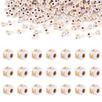 FASHEWELRY 500Pcs White Golden Letter Beads 4.5mm Square Alphabet Beads Acrylic Cube Letter M Beads for Friendship Bracelet Necklace Keychains Jewelry Making - color: Letter M