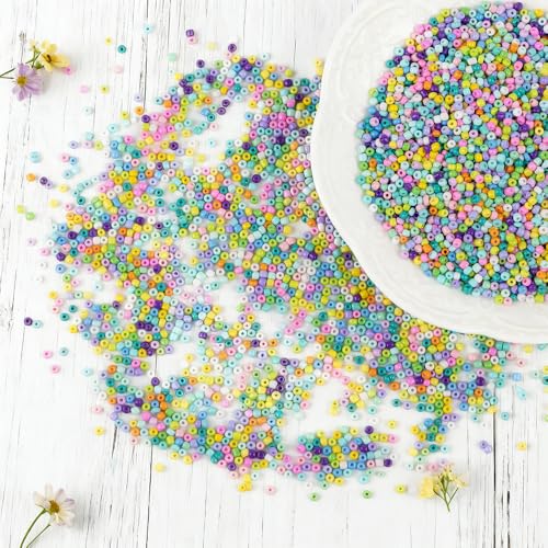 Macaron Color 3mm Seed Beads, 5200Pcs Glass Seed Beads Kit with Storage Box for DIY Necklace Bracelet Crafts - color: Macaron