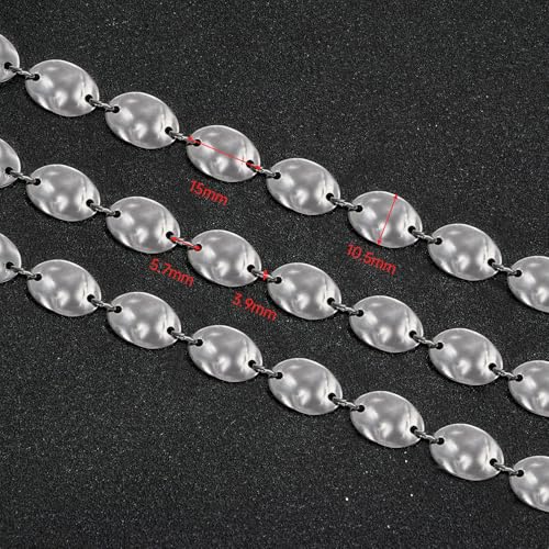 UMAOKANG 2 Meters Stainless Steel Oval Chains Bulk on Spool Small Oval Link Chain Handmade Craft Chain Roll - color: Silver Small Oval