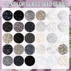 Jexine 2 Sets 30 Colors Glass Seed and Bugle Beads Kit Small Loose Craft Beads for Jewelry Making DIY Crafts Bracelets and Necklaces(Black, White) - color: Black, White