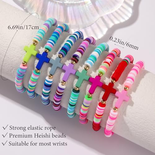 12pcs Halloween Heishi Beaded Bracelets for Women-Spooky Ghost & Pumpkin Party Favors Boho Stackable Polymer Clay Bead- Stretch Friendship Bracelet Set - style: Style C Rainbow Colors-8pcs