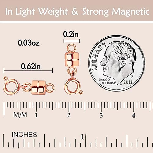 OHINGLT Strong Magnetic Necklace Clasps and Closures,Rose Gold and Silver Plated Jewelry Clasps Converters for Bracelet Necklaces Chain - color: 8Pcs | Silver & Rose Gold