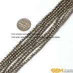 GEM-Inside 4mm Pyrite Beads Crystal Stone Faceted Round Genuine Loose Beads for Bracelet Necklace Jewelry Making 15" - color: Gray Pyrite, size: 3mm