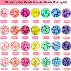 1451 Pcs Hair Beads Kit - Candy Color Acrylic Mickey Heart Star Pastel Pony Kandi Beads for Braids & Jewelry Making - color: Pony Beads