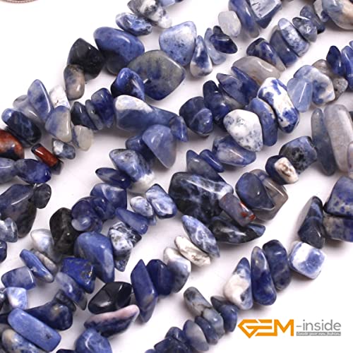 GEM-Inside Crystal Stone Chips for Jewelry Making Genius Gemstone Freeform Loose Beads with Hole for Bracelet Necklace Making Adults 34" (Blue Sodalite, 7-8mm) - color: Blue Sodalite