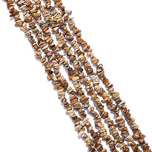 BEADIA Irregular Natural Brown Picture Jasper Stone Loose Semi Gemstone Beads for Jewelry Making 5-8mm 80cm - color: Brown Picture Jasper, size: 5-8mm 80cm