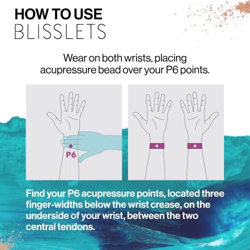 Blisslets Acupressure Relief Band - Wind & Waves Collection - Stylish Wellness Bracelets for Queasiness Relief | Travel, VR, Pregnancy, Cruise (Indigo/Gray, Medium - 5 5/8" - 6 5/8") - color: Indigo/Gray, size: Medium - 5 5/8" - 6 5/8"