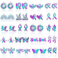 MARFOREVER 40 Pcs/20 Pairs Suicide Awareness Charms, Suicide Prevention Charms Teal Purple Ribbon Pendant for Bracelet Necklace Earrings Making Accessories - style: Suicide Awareness