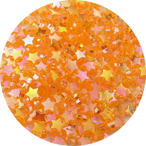 450 PCS Acrylic Star Shape Beads AB Colors Loose Pony Spacer Beads with Hole for Jewelry Making Necklace Earring Key Chains DIY Projects(Orange AB) - color: Orange AB