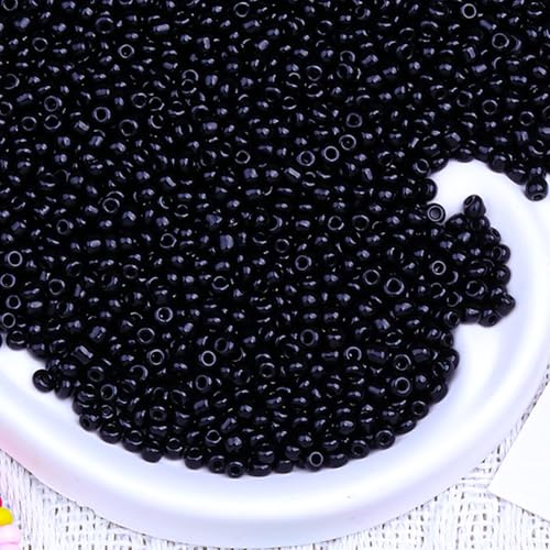 5000pcs Glass Seed Beads, 3mm 8/0 Small Individual Color Seed Beads Mini Pony Bulk for DIY Bracelet Necklaces Wrist Jewelry Making, Black - color: Black