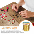 HARFINGTON Wire 328ft Length 26 Gauge Copper Craft Jewelry Wrapping Wire Tarnish Resistant Beading for Jewelry Making Supplies Crafting, Gold - color: Gold