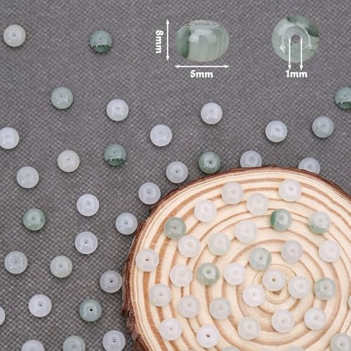 BONNY BOXX 1 Strand Natural 5 * 8mm Iceberg Jade Rondelle Beads, Natural Abacus Disk Stone Beads Loose Spacer Gemstone for DIY Bracelet Necklace Jewelry Making - color: Iceberg Jade, size: 5*8MM