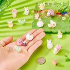 Beadthoven 16Pcs Resin Animal Charms Fuzzy Cute Rabbit Ladybug Bee Worm Duck Mini Pendants Animal Figures Miniature Ornament Cute Charms for Jewelry Making DIY Bracelet Necklace Earrings Keychain - color: Fuzzy-8 Styles