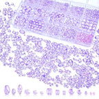 1500 Pcs Crystal Glass Beads for Jewelry Making – 12 Styles Bicone, Rondelle, Cube, Teardrop & 3mm Spacer Beads, DIY Bracelet Necklace Earring Craft Kit with Organizer Box(Light Purple) - color: Light Purple