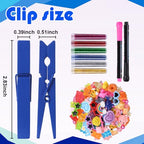 JOICEE 80 Set Cheer Pins Spirit Clips,80 Clothes Pins 126 Mini Resin Animals Bows Daisy and Stickers Pen Over 300 Beads Pearls for Cheerleading Backpacks Ribbon Team Classroom Cheer Gifts Bulk(Blue) - color: Blue