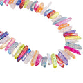 rockcloud Natural Rock Crystal Points Titanium Coated Clear Quartz Sticks Spikes Top Drilled 15 inch Strand,Colorful - color: #11-Colorful(Polished)
