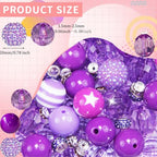 106Pcs 20mm Beads for Pens Making with Rondelle Spacer Beads Purple Acrylic Focal Bubblegum Bead Crystal Round Sparkly Chunky Bead for Pens Beadable Keychain Necklace DIY Craft Jewelry Making Supplies - color: Purple