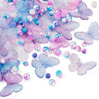 Beadthoven 100pcs Butterfly Acrylic Beads for Jewelry Making - Round Pearl Blue Purple Berry Bubblegum Rose Small Pony for DIY Earrings Keychains Bracelets Crafts Supplies - color: Purple