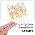 SUNNYCLUE 1 Box 40Pcs 20 Pairs 18K Gold Plated Earring Hooks for Jewelry Making Ear Wires Brass Earring Hooks and Hoop Earrings Making Supplies Jewelry Findings - color: 40pcs Mixed Style 18k Gold Plated Earring Hooks