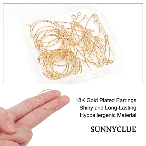 SUNNYCLUE 1 Box 40Pcs 20 Pairs 18K Gold Plated Earring Hooks for Jewelry Making Ear Wires Brass Earring Hooks and Hoop Earrings Making Supplies Jewelry Findings - color: 40pcs Mixed Style 18k Gold Plated Earring Hooks