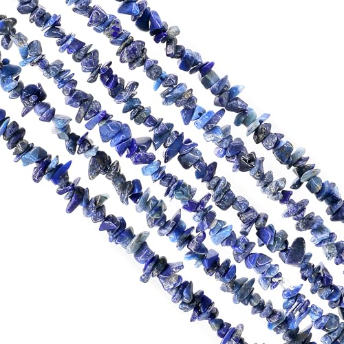GM GemMartUSA Sodalite Natural Raw Chip Beads Strands | Semi-Precious | AAA+ Quality 1 Strand 34” | DIY Bracelet Jewelry Making, Healing Crystal Craft| 4-6mm - Blue-Color Gemstones (CHSL-70001) - color: Sodalite (CHSL-70001)